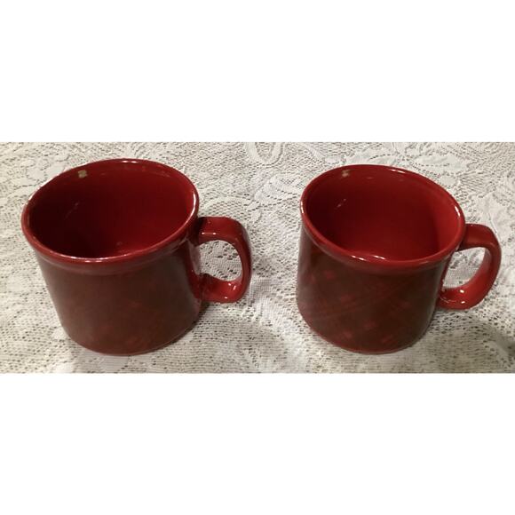 Set of 2 Red Plaid Mug Coffee Cups Dat'l Do It Inc. - Picture 2 of 10